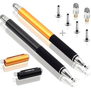 MEKO 2-in-1 precisieschermpen met 6 verwisselbare capacitieve penpunten voor iPad, tablet, iPhone, smartphone, Samsung Galaxy Note/Tab - zwart + goud