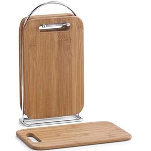 Plankjesstandaard, 5-delig, bamboe/chroom/15 x 6,5 x 30, beige, klein