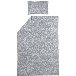 Meyco Home Zebra Literie pour 1 personne (coton, tissu respirant, entretien facile, bande de pliage pratique, dimensions : 140 x 200/220 cm), Gris