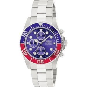 Invicta Pro Diver - Herenhorloge kwarts van roestvrij staal - 43 mm, zilver/rood, Inhoud levering: