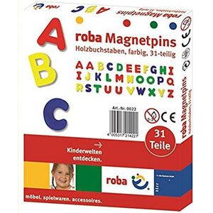 roba Magnetische letters voor kinderen, 31 stuks, ABC magnetisch alfabet van hout, educatief speelgoed, meerkleurig