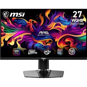 MSI mag 271QPX QD-OLED 26,5 inch WQHD gaming-monitor, 2560 x 1440 Quantum Dot OLED-paneel, 360 Hz/0,03 ms, 99,1% DCI-P3, ΔE≤2, DisplayHDR True Black 400, DP 1.4a, HDMI 2.1, USB Type-C