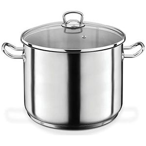 GSW Grote professionele kookpan, grote XXL-pot voor soep, pasta en stoofpot, ideaal voor gezinnen en horeca, roestvrij staal, 28 cm, 15 liter