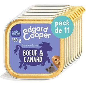 Edgard & Cooper Patée Hondenbox voor volwassenen, zonder granen, natuurlijk voer, 11 x 150 g, rundvlees en verse eend, gezonde en weldadige voeding, hoogwaardig eiwit