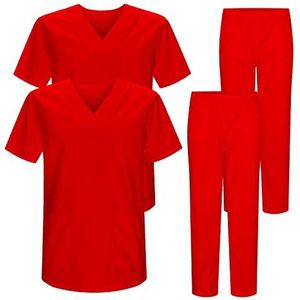 Misemiya - 2 stuks - Set uniformen unisex blouse - medisch uniform met bovendeel en broek - Ref.2-8178, Rood