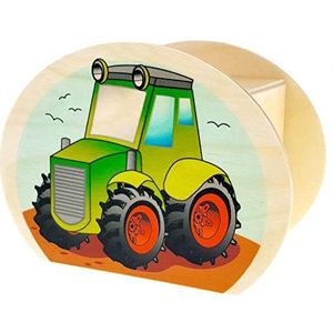 Hess Speelgoedspaarpot van hout met sleutel, tractor, verjaardagscadeau voor kinderen, ca. 11,5 x 8,5 x 6,5 cm, meerkleurig, eenheidsmaat