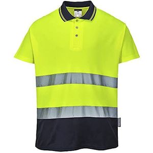 Hoge zichtbaarheid poloshirt neongeel/marineblauw EN 20471, geel en donkerblauw