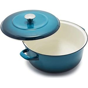 Merten & Storck Ronde kookpan van geëmailleerd ijzer met deksel, inductie, vaatwasmachinebestendig, donkerblauw met kleurverloop 26 cm / 5 liter