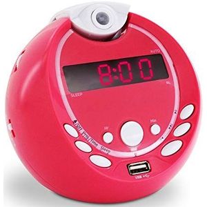 Gulli 477018 kinderwekker MP3, USB, projectie 180°, roze
