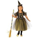 Rubies Sterrenheksenkostuum voor meisjes, gouden en zwarte jurk met hoed, officieel Rubies voor Halloween, carnaval, Kerstmis en verjaardag