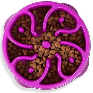 Outward Hound Fun Feeder Slo-Bowl voederbak voor honden langzaam voeden, maat M/M, violet