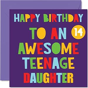 Grappige verjaardagskaart voor 14e verjaardag voor meisjes - leuke verjaardagskaart voor 14e verjaardagskaart, moederdagkaart, papa, meisjes, 145 mm x 145 mm