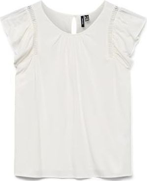 Vero Moda Vmbella Ss Lace Top WVN Ga Noos, Blanche-neige, L