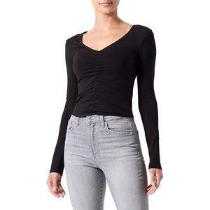 ONLY Onllopi L/S Ruching Top JRS T-shirt à manches longues pour femme, Noir, XL