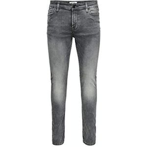 ONLY & SONS ONSLoom Slim Fit Jeans voor heren, met ritssluiting, grijs, Denim-grijs