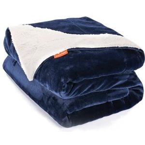 Sweetnig ht Deken 230 x 270 cm sherpa-deken voor bank, blauwe bankovertrek, dikke fleecedeken, winter en zomer, fleecedeken voor slaapkamer, bank, bed