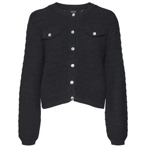 VERO MODA VMVIOLETTA Cardigan en tricot pour femme, Noir, M