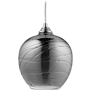 Relaxdays Hanglamp van glas met glazen kap - H x D 130 x 22 cm - E27 - Moderne hanglamp voor slaapkamer en woonkamer - zwart