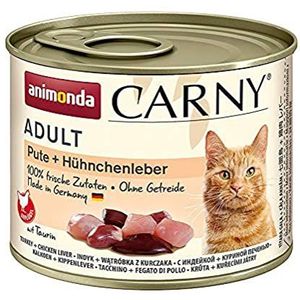 animonda Carny Volwassen kattenvoer, nat voer voor volwassen katten, kalkoen en kippenlever, 6 x 200 g