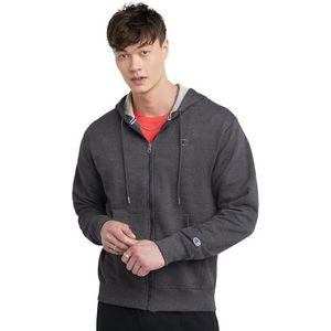 Champion Powerblend Full-Zip Hoodie Jacket om op te warmen of te lopen, Graniet gemêleerd