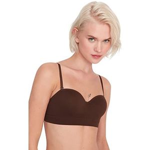 Trendyol Damesondergoed, strapless gebreide beha, damesondergoed, bralette, beugelloze gebreide beha, donkerbruin, B, donkerbruin, B, Donkerbruin