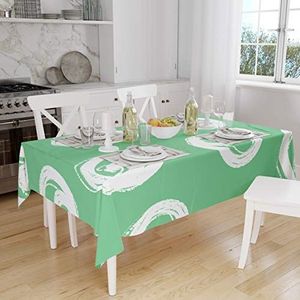 Bonamaison, Anti-schimmel, sneldrogend, vuilafstotend, machinewasbaar, 100% polyester, tafelkleed, petrolgroen, wit, 140 x 160 cm, ontworpen en geproduceerd in Turkije