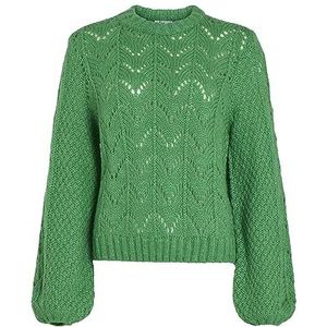 Vila Visultan Knit O-hals L/S Top - Noos gebreide damestrui, Kelly Groen