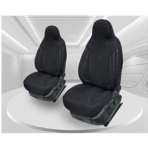 Op maat gemaakte stoelhoezen voor autostoelen compatibel met Ford Ranger TKE 2015 bestuurder en passagier FB: PL404 (zwart)
