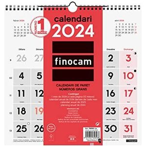 Finocam - Kalender 2024 Neutrale Muur Cijfers Grote Januari 2024 - December 2024 (12 maanden) Catalaans