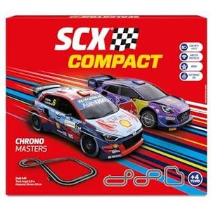 SCX - Compact circuit - compleet racecircuit - 2 auto's en 2 afstandsbedieningen 1:43 (Chrono Masters)