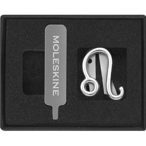 Moleskine Pin voor notitieboek of agenda, leeuw, grenen sterrenbeeld-symbool, gepersonaliseerde elastische sluiting, gepersonaliseerde cadeau-ideeën, kleur zilver