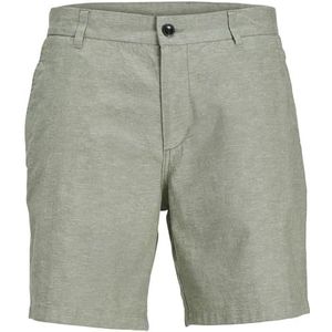 JACK & JONES Jpstace Jjsummer Linen Blend Shorts Sn Chino Shorts Heren, Donkergroen/detail: gemengd