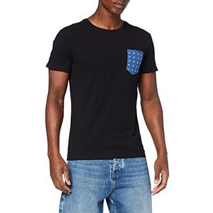 Frenchcool T-hrit zwart met zak, blauwe inkt, heren T-shirt, zwart, maat M