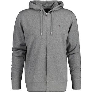 GANT Reg Shield Full Zip Hoodie Heren Hoodie, grijs.