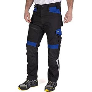 Goodyear Workwear Reflecterende Veiligheidsbroek voor heren, Flex Knie, meerdere zakken, kniebeschermers, zwart/Bieu Royal, 80 cm (80 cm) normale beentaille (82 cm)