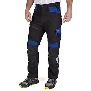 Goodyear Workwear Reflecterende Veiligheidsbroek voor heren, Flex Knie, meerdere zakken, kniebeschermers, zwart/Bieu Royal, 80 cm (80 cm) normale beentaille (82 cm)