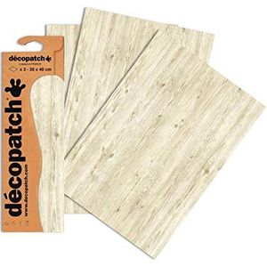 Décopatch C673O – een zakje met 3 vellen bedrukt papier, 30 x 40 cm, wit hout
