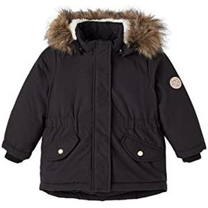 Name It Nmfmace Parka pour fille Pb Fo, Noir, 4 ans