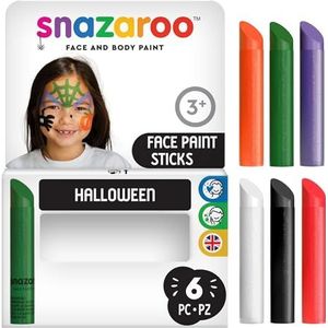 Snazaroo 1172075 6 stuks parfumvrije make-upstiften, huidvriendelijk en gemakkelijk te verwijderen met water en zeep, ideaal voor feestjes, Halloween, carnaval, Halloween-set