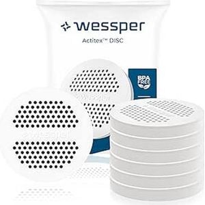 Wessper Waterfilterschijf, filter voor waterfles en waterfles, vervanging voor Brita MicroDisc, compatibel met filterkaraf en Brita-fles, 6 stuks