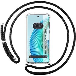 Coque transparente pour Huawei Honor Magic 6 Lite 5G avec cordon noir