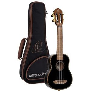 Ortega Guitars sopraan ukelele zwart - Onyx serie - inclusief Deluxe tas - sparren/mahonie (RUOX-SO)