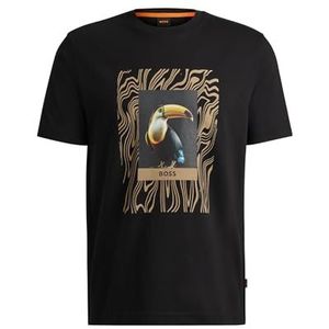 BOSS Hommes Te Tucan T-Shirt Regular Fit en Jersey de Coton avec Motif Artistique saisonnier, Black2, M