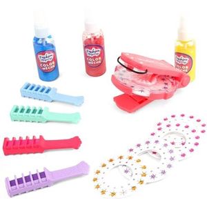 FASHION MAQUILLAGE - Set voor tijdelijke haarkleuring met krijt en strass machine - kleurlont - 258039 - meerkleurig - kunststof - spel voor kinderen - Diams - DIY - vanaf 5 jaar