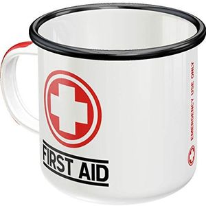 Nostalgic-Art First Aid Retro emaille mok, klassiek cadeau-idee voor nostalgie, campingbeker, vintage design, 360 ml