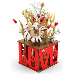 EWA Eco-Wood-Art - Decoratieve vaas 'Love' - 3D puzzel van hout - Puzzel voor volwassenen en jongeren - Montage zonder lijm - 12 stukjes