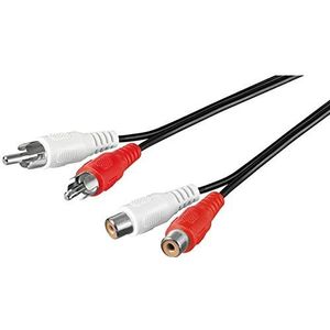 PremiumCord RCA kabel, 15 m, 2 x RCA mannelijk naar 2 x RCA vrouwelijk, stereo audio verlenging, voor tv, mobiele telefoon, MP3, hifi, kleur: Zwart