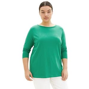 TOM TAILOR Dames T-shirt à manches longues 1035927, 31032 - Vivid Leaf Green, 48 Grande taille