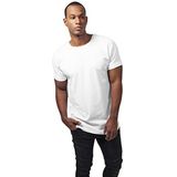 Urban Classics Heren T Long Shaped Turnup Tee, mannen Shirt in vele kleuren, maten S-XXL, roze, Wit, S