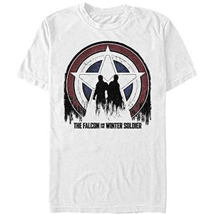 Marvel Falcon and The Winter Solder Silhouette Shield Organic T-Shirt Korte Mouw Wit XXL, Weiss